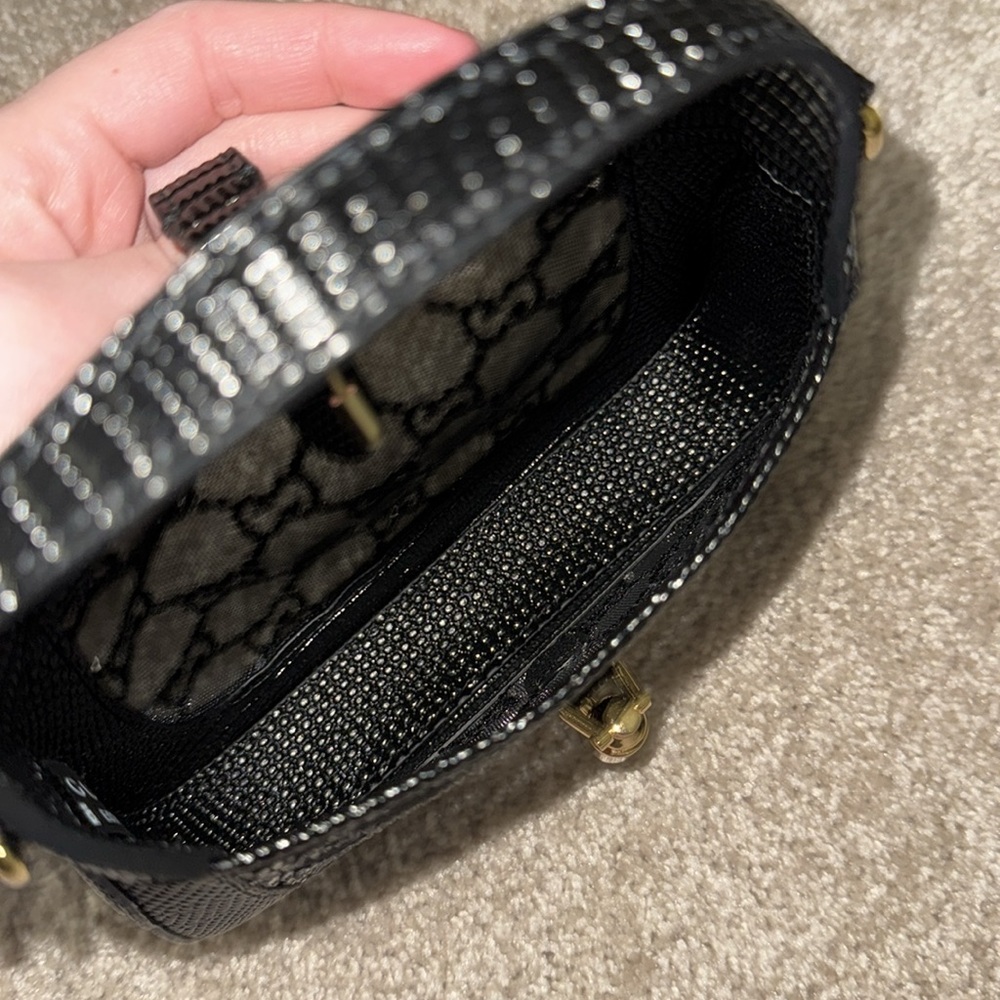 Gucci Black Monogram Mini Shoulder Bag with Gold Hardware - Picture 5 of 5